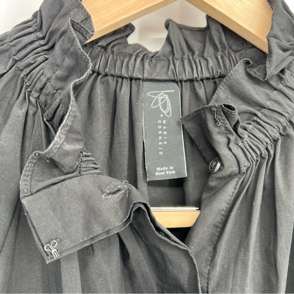 Zero + Maria Cornejo Black Ruffle Collar Button Down Blouse Shirt‎ - Picture 5 of 16